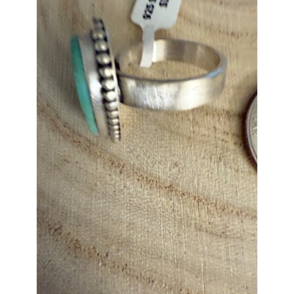 Artisan Royston Turquoise Sterling Silver Adj Statement Ring Southwest closed bk - Picture 10 of 10